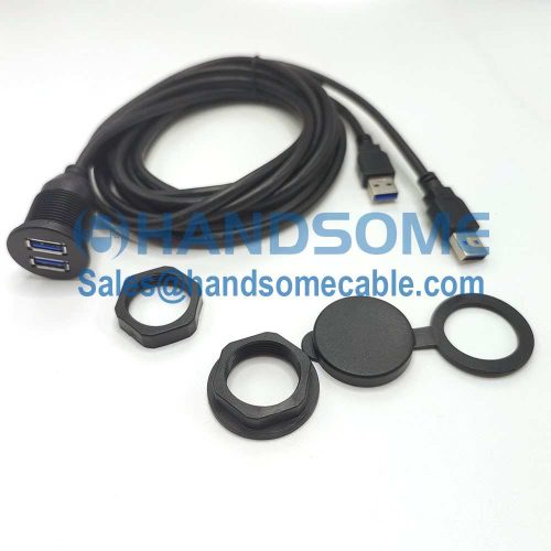 Dual Port USB 3.0 Female to Male Cable 2m